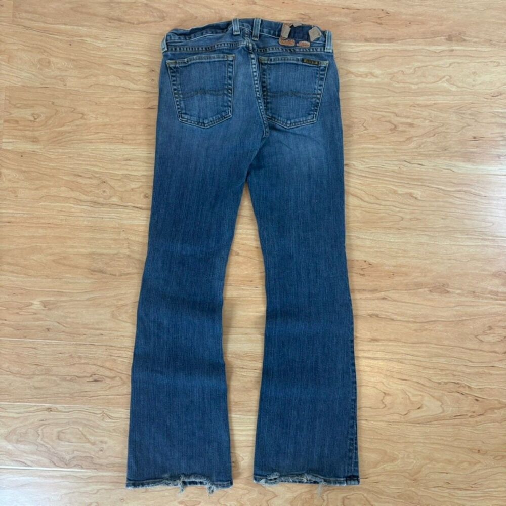 Lucky Brand Lil Maggie Jeans 27 Blue Low Rise Bootcut Frayed Hem USA Made Denim